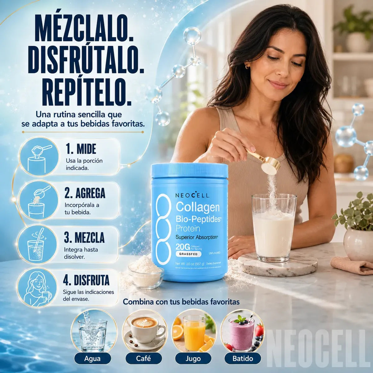 Colágeno Bio-Péptidos NeoCell Grass Fed 567 g - 20 g por porción