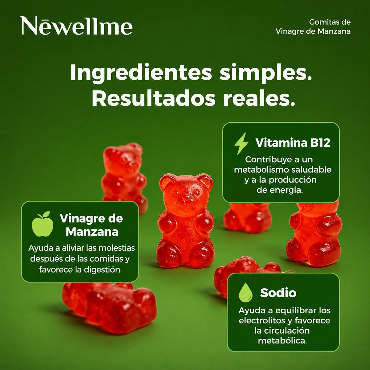 Gomitas de Vinagre de Manzana - Quemador de Grasa Natural - 60 gomitas